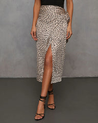Savanna Printed Satin Midi Skirt
