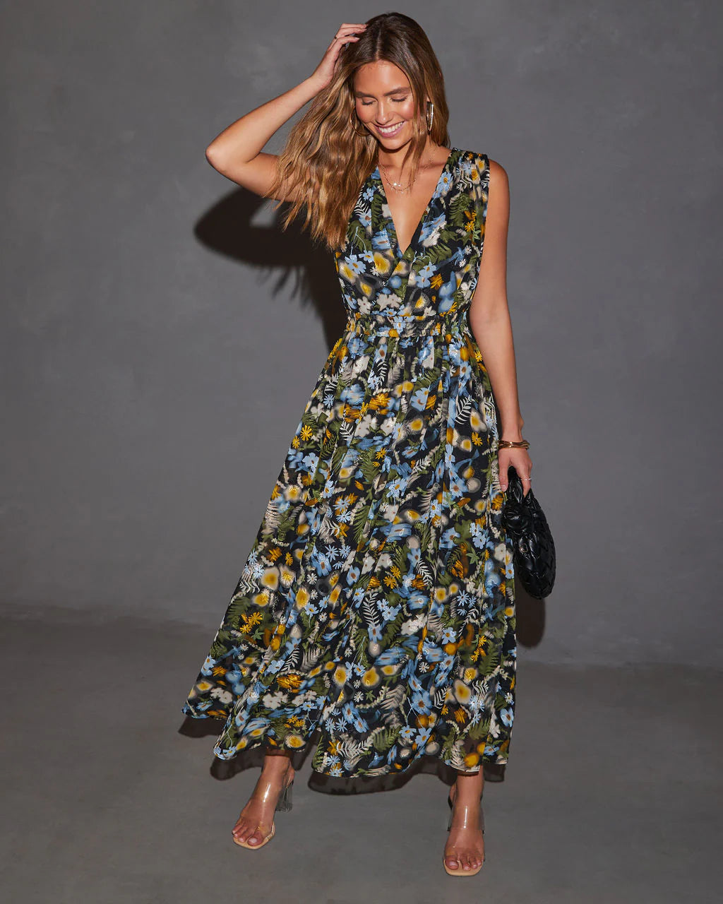 Yasmin Floral V-Neck Maxi Dress