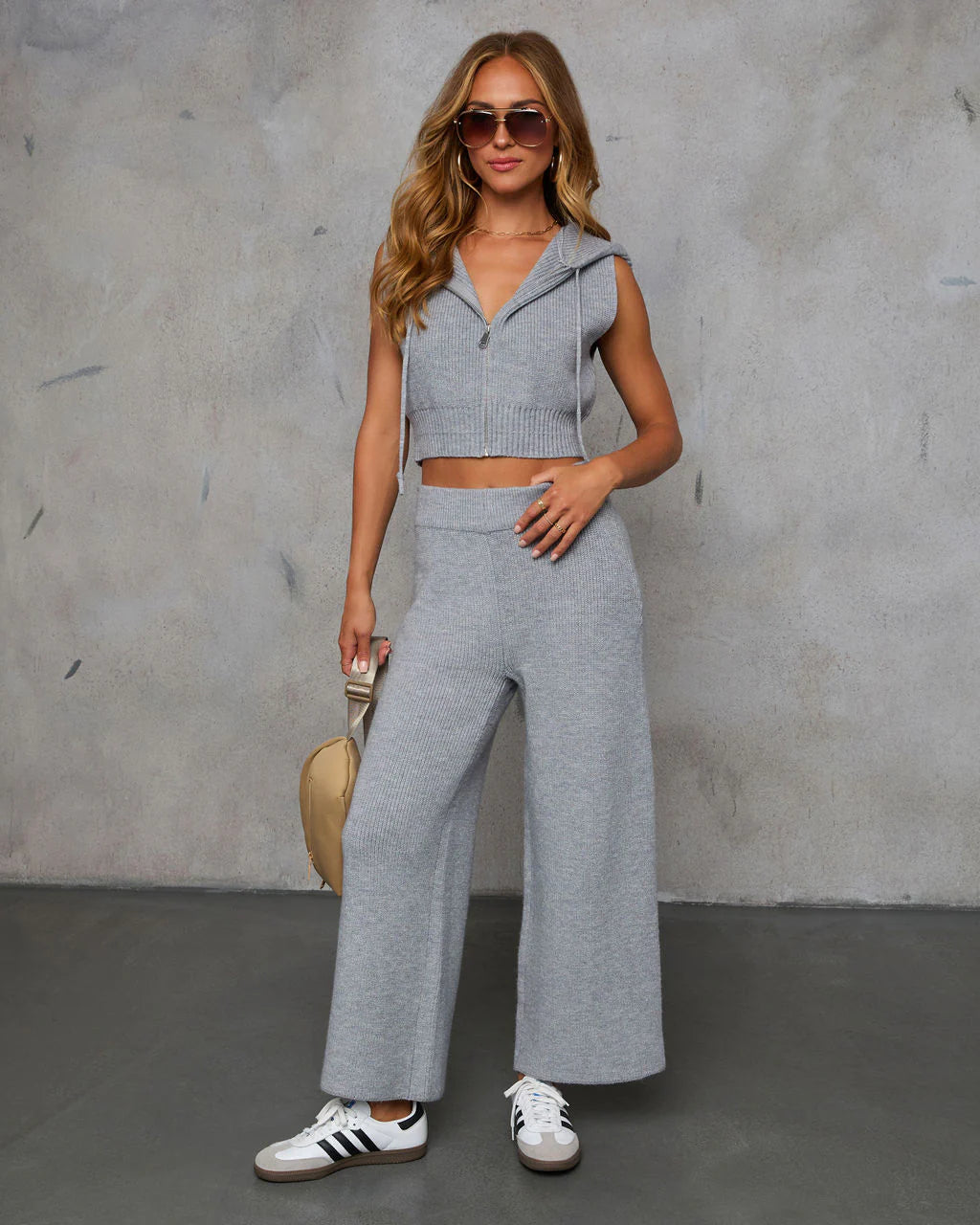 Woodrose Sleeveless Zip Up Sweater