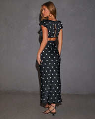 Bianca Flutter Sleeve Lace Trim Maxi Dress