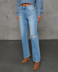 Tinsleh Mid Rise Distressed Straight Leg Denim