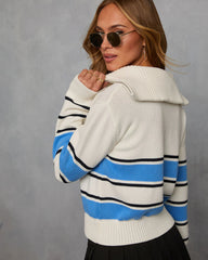 Alora Striped Half Zip Sweater