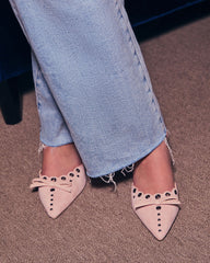 Mara Grommet and Bow Pointed Toe Mules