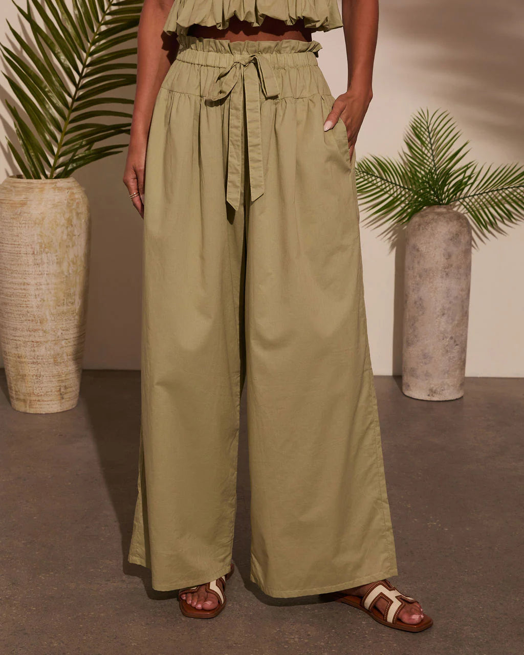 Fern Waist Tie Wide Leg Pants