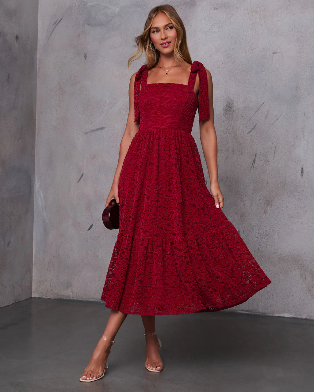 Sway Together Tiered Lace Midi Dress