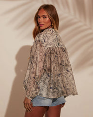 Doris Floral Print Long Sleeve Oversized Blouse