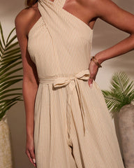 Marielle Halter Tie Waist Jumpsuit