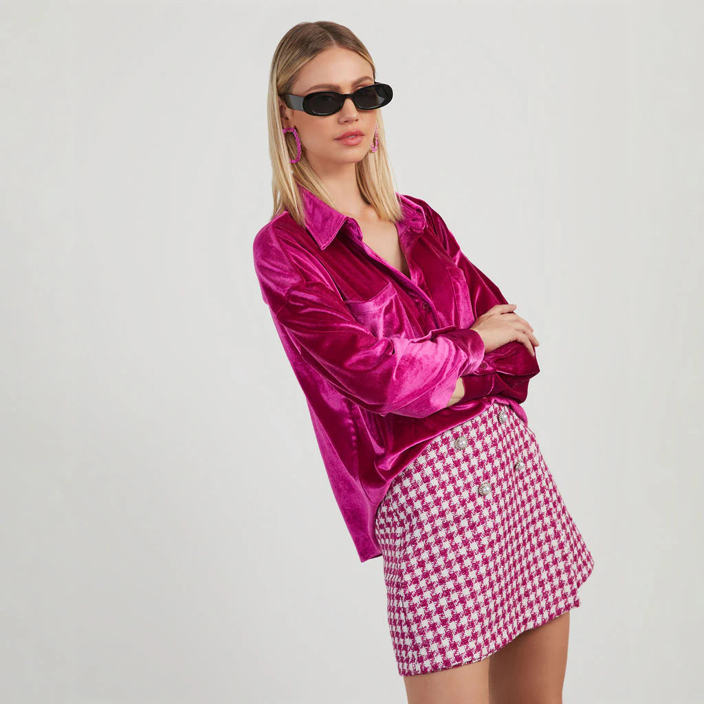 Magical Wonder Velvet Button Down Top