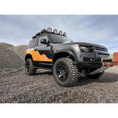 Proud Rhino Rock Sliders for Defender 90 – Frame-mounted 3/16 inch steel sliders with EAS protection and matte black powder coat finish