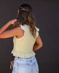 Ivelisse Smocked Sweater Knit Ruffle Hem Top