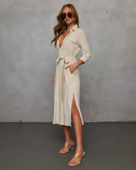 Calm Coast Striped Button Down Shirt Dress
