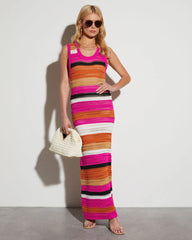 Luisa Striped Crochet Maxi Dress