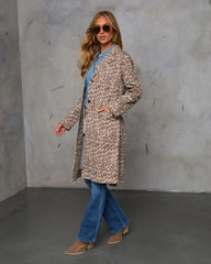 Be Free Animal Print Belted Trench Coat