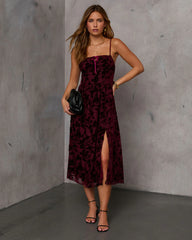 Only Yours Mesh Burnout Velvet Midi Dress