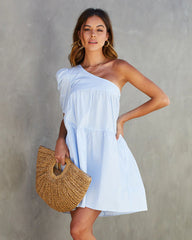Washington Cotton One Shoulder Pocketed Mini Dress