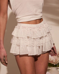 Fawn Over Me Lace Ruffle Mini Skort