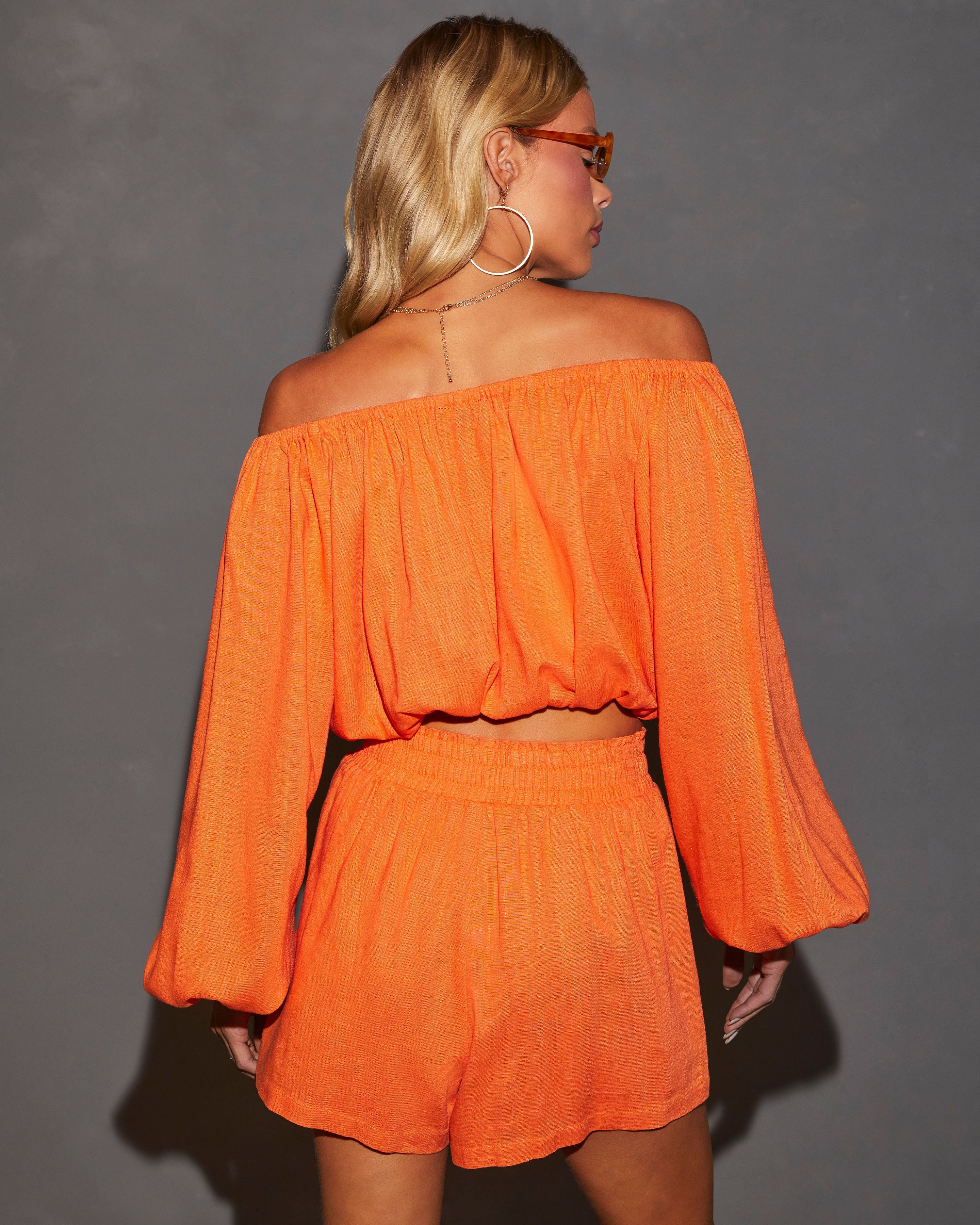 Elysia Off The Shoulder Long Sleeve Crop Top