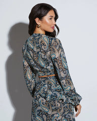 Palisades Paisley Front Tie Top