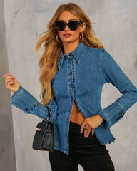 Mixer Denim Button Down Top