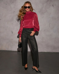 Take Stride Mockneck Satin Blouse