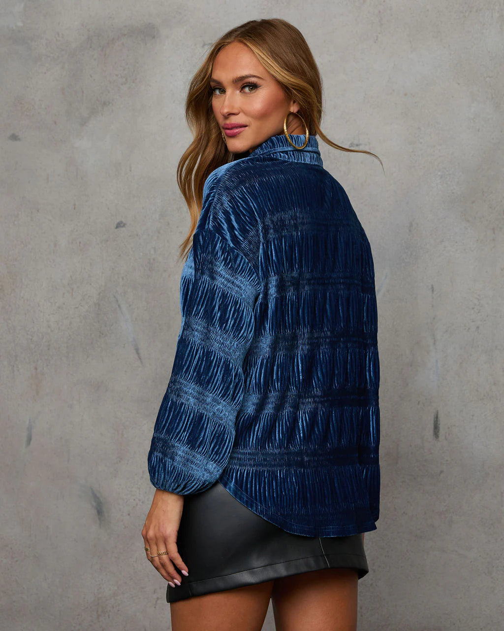 Bette Textured Velvet Button Down Top