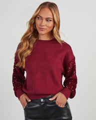 Yumi Contrast Sequin Knit Sweater