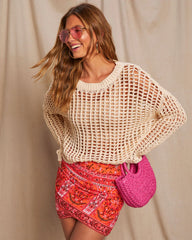Under The Boardwalk Cotton Crochet Knit Sweater