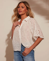Sweet Tea Button Down Eyelet Top