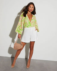 Haven Floral Chiffon Balloon Sleeve Bodysuit