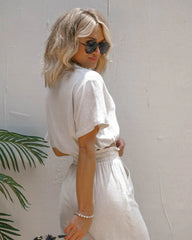 Sandbar Strolls Button Down Crop Top