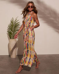 Magic Hour Halter Waist Tie Jumpsuit