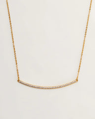 Simple Bar 18k Gold Plated Rhinestone Necklace