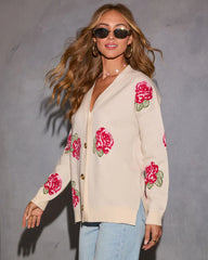 Midnight Rose Knit Floral Cardigan