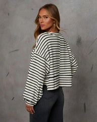 Layanne Striped Partial Button Top