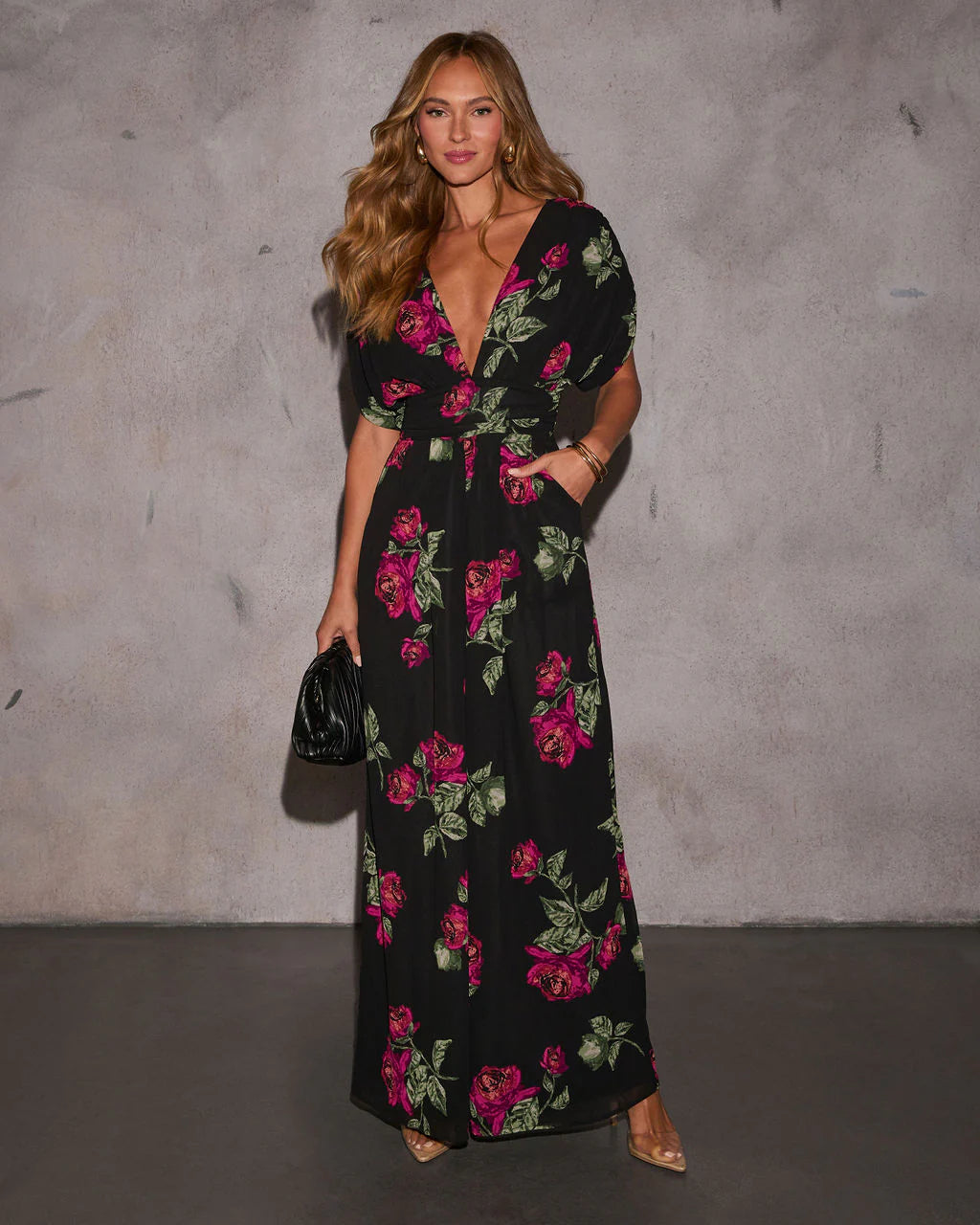Santana Plunging Neckline Floral Jumpsuit