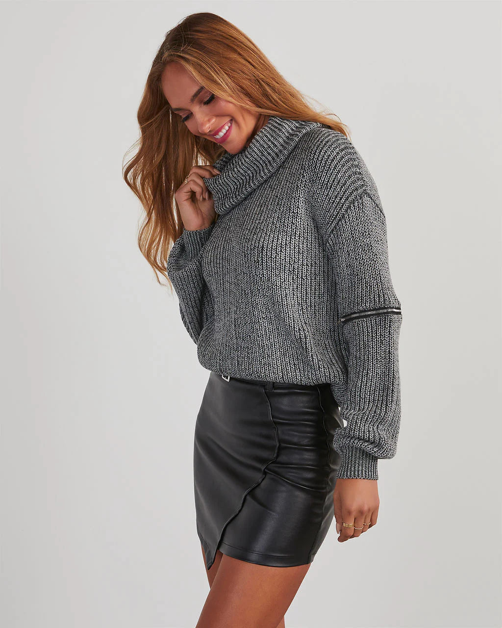 Shoreditch Cotton Blend Zip Sleeve Knit Sweater