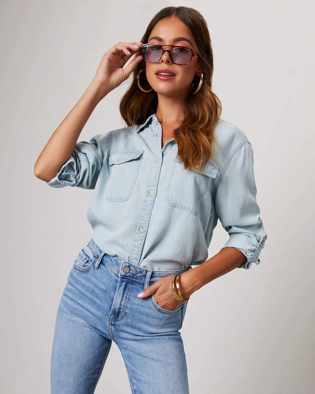 Saligh Pocketed Button Down Top