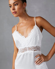 Therese Satin Lace Midi Dress