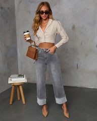 Bowie Cropped Striped Collared Top