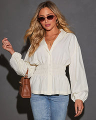 Gotta Be You Cinched Waist Button Down Top
