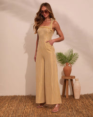 Meet Me Here Striped Fleece Jumpsuit