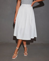Charlena A-Line Pocketed Midi Skirt
