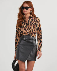 Ball Of Joy Button Down Leopard Blouse