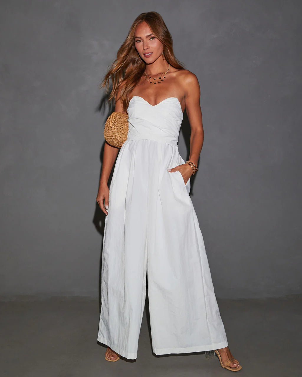 Casey Poplin Tie Waist Wide Leg Jumpsuit