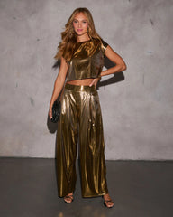 Golden Spell Metallic Crop Top