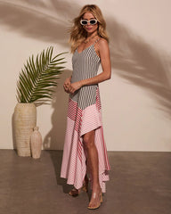 Wanderlust Contrast Stripe Panel Slip Dress
