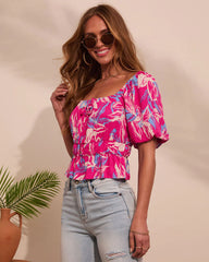 Hanson Puff Sleeve Tropical Top