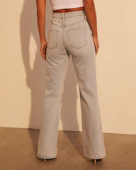 Alycia High Rise Distressed Wide Leg Jeans