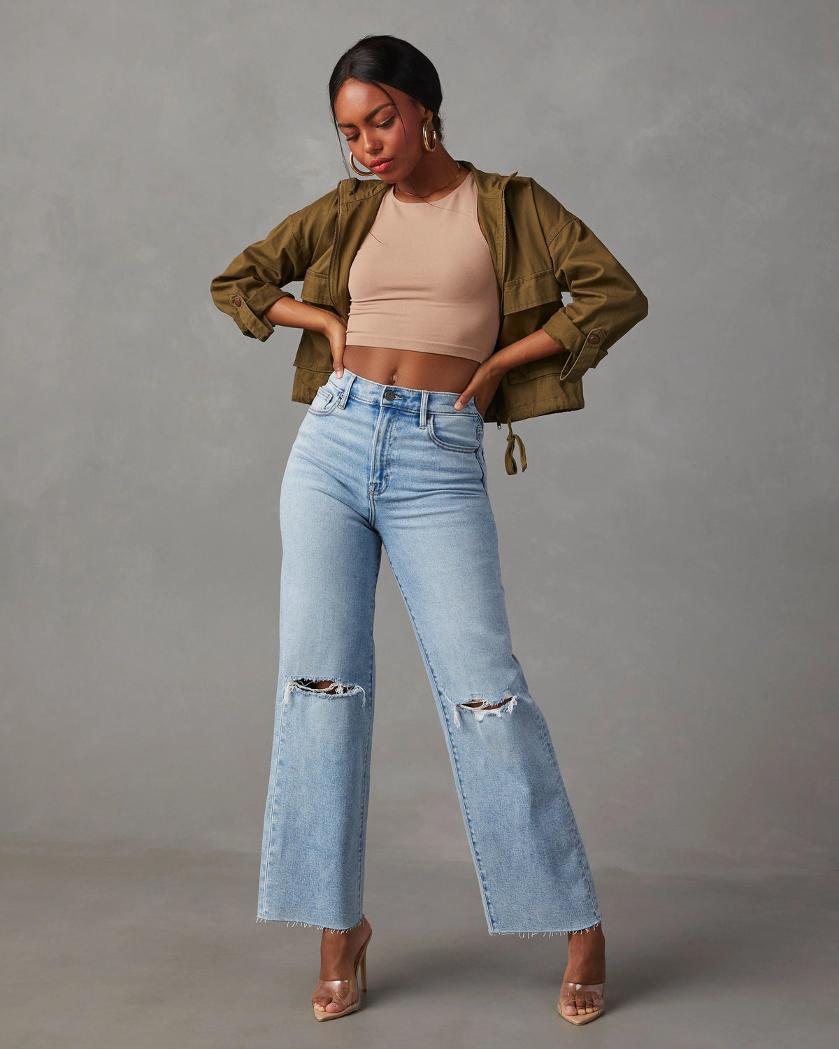 Alec High Rise Distressed Dad Jeans