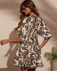 Restful Roam Abstract Waist Tie Mini Dress